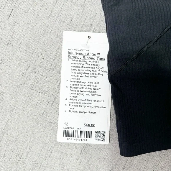 Lululemon Align Strappy Back Tank Top Black 10 12 Nwt - Picture 7 of 8